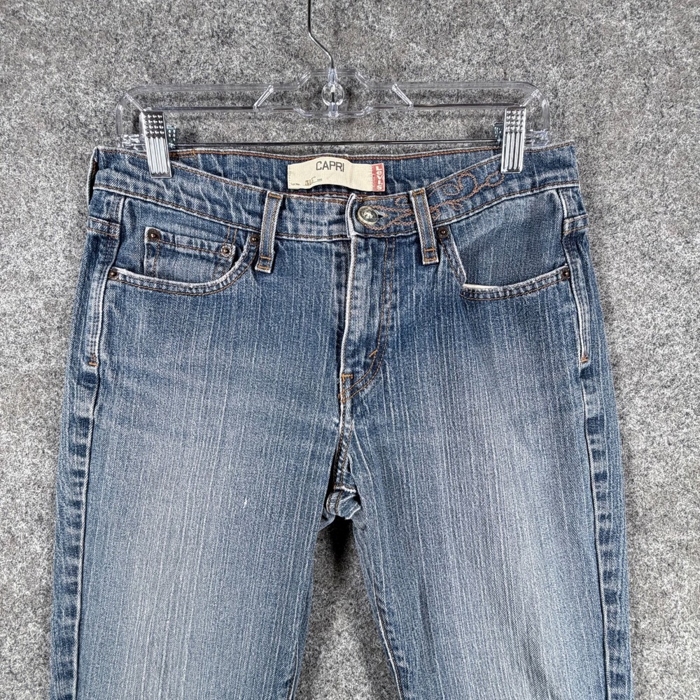 Levis 515 Capri Jeans Women 8 Blue Denim Cotton Mid Rise Straight Leg Cuffed Hem - Picture 5 of 16